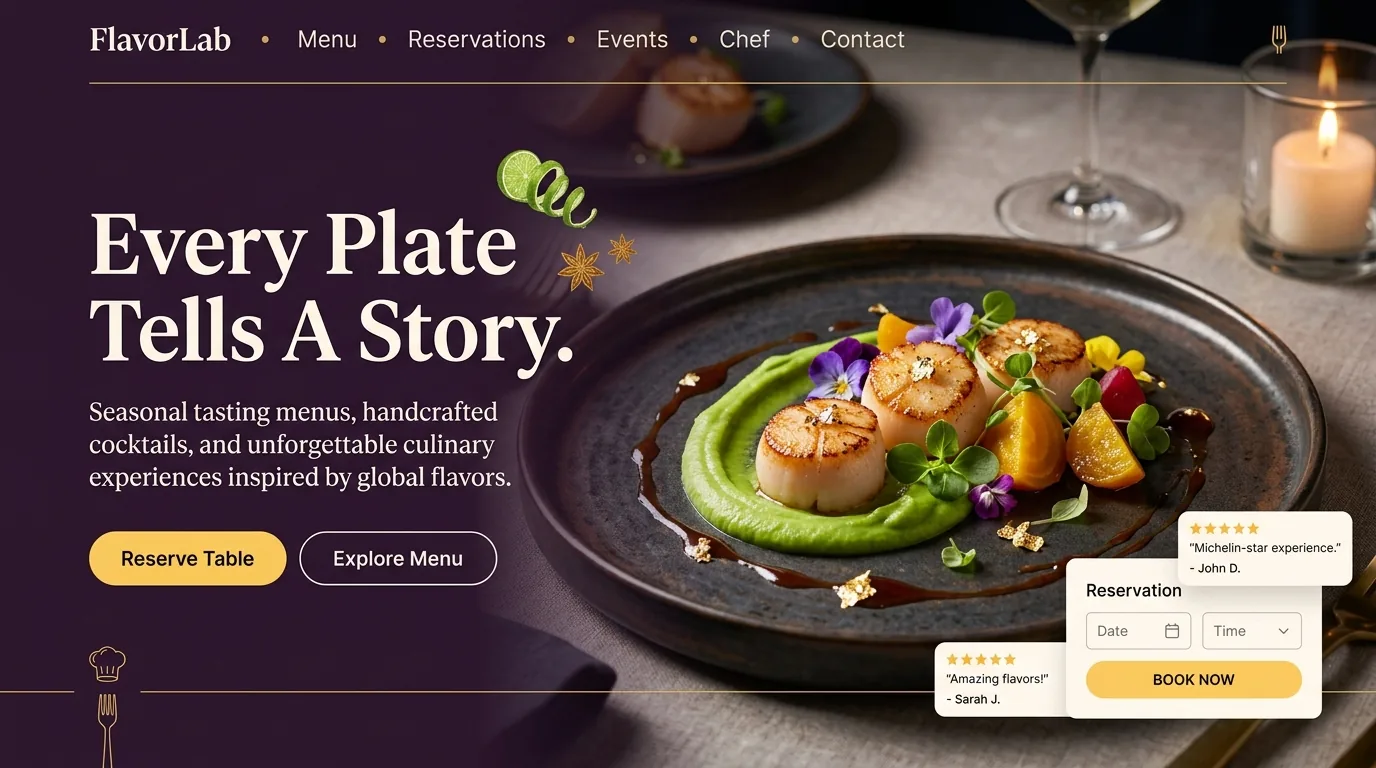 FlavorLab Restaurant Homepage Hero